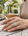 Women's Natural Hetian Jade Ring – 925 Sterling Silver Adjustable size