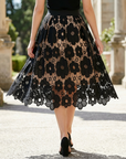 Women's Lace A-Line High-Waist Midi Skirt