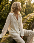 Locker geschnittener Damenpullover mit Farbblockmuster – Entspannter Chic in Aprikose