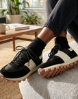 Women's Genuine Leather Color Block Sneakers – Retro Dad Shoe