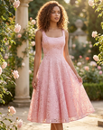 Exklusives Jacquard-Trägerkleid für Damen – Elegantes A-Linien-Camisole mit hoher Taille, mittellanges Festkleid