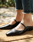 Women's Genuine Leather Wedge Sandals – Platform Slip-On with Height Boost