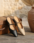 Women's Genuine Leather Wedge Sandals – Platform Slip-On with Height Boost