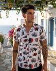 Men's Floral Print Short Sleeve Shirt – Loose Fit Summer Style