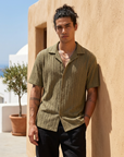 Men's Hollow Cut-Out Cuban Collar Shirt – Loose Fit Short Sleeve