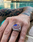 Men's USA Flag Platinum-Plated Geometric Ring