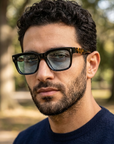 Men's Retro Square Frame Polarized Sunglasses - UV400 Acetate TR90 Vintage Shades