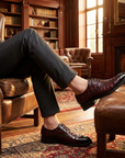 Herren formelle Lederschuhe mit Krokodilmuster – Spitz zulaufende Business- und Hochzeits-Schnürschuhe aus erstklassigem Rindsleder