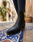Women's Genuine Leather Pointed-Toe Short Boots – Chunky Heel