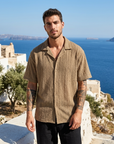 Men's Hollow Cut-Out Cuban Collar Shirt – Loose Fit Short Sleeve