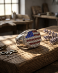 Men's USA Flag Platinum-Plated Geometric Ring
