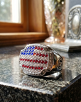 Men's USA Flag Platinum-Plated Geometric Ring