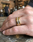 Men's Tungsten Steel Zircon Inlay Gold Ring