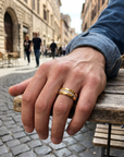 Men's Tungsten Steel Zircon Inlay Gold Ring