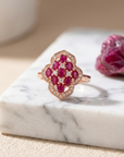 Women's Floral Natural Ruby Ring — S925 Silver with 18K Gold Electroplating ADJUSTABLE SIZE