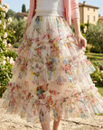 Women's Floral Mesh A-Line Midi Skirt – Princess Cake Skirt