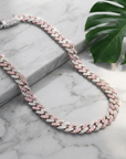 Men's Hip-Hop Dual-Tone Diamond Cuban Chain Necklace & Bracelet