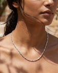Women's Geometric Ingot Chain Necklace – Silver Plated Retro Style