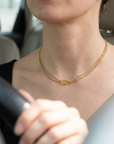 Women's Minimalist Knotted Double-Layer Snake Chain Bracelet & Necklace