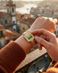 Women's Square Quartz Watch – Retro Alloy Bracelet Wristwatch
