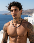 Men's Black Zircon Tennis Chain Necklace with Panther Pendant
