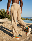 Men's Casual Wide-Leg Trousers — Fleece-Lined Drawstring Pants