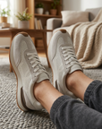 Women's First Layer Cowhide White Sneakers - Lace-Up, Flat