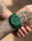 Men's Hip-Hop Full Rhinestone Quartz Watch , Luxury Green Alloy Fashion Timepiece