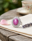 Women's Six-Ray Star Natural Ruby Sterling Silver Ring