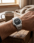 Men's Quartz Watch – Waterproof 3ATM Steel Strap with Luminous Dial, Calendar & 24-Hour Display