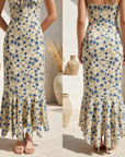 Women's Floral Print High-Waist Slim Pencil Dress – Long Sleeve