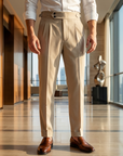 Men's High-Waisted Slim Fit Business Trousers – Wrinkle-Resistant Stretch Formal Office Pants