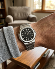Men's Quartz Watch – Waterproof 3ATM Steel Strap with Luminous Dial, Calendar & 24-Hour Display