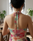 Women's Floral Beaded Halter Neck Knit Camisole Top