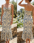 Women's Floral Print High-Waist Slim Pencil Dress – Long Sleeve