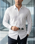 Men's Business Long Sleeve Solid Shirt — Wrinkle-Free Modal Blend
