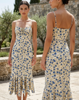 Women's Floral Print High-Waist Slim Pencil Dress – Long Sleeve