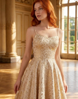 Exklusives Jacquard-Trägerkleid für Damen – Elegantes A-Linien-Camisole mit hoher Taille, mittellanges Festkleid