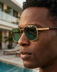 Men's Titanium Alloy Pilot Aviator Sunglasses UV400 HD Glass