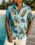 Men's Floral Print Short Sleeve Shirt – Loose Fit Summer Style