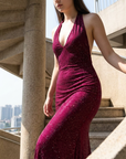 Women's Sequin Deep V-Neck Party Dress – Sleeveless A-Line Mini