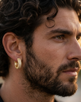 Men's Geometric Square Hoop Zircon Pair of Earrings