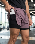 Men’s Breathable Quick-Dry Fitness Shorts – Double-Layer Muscle Fit Running Shorts with Moisture-Wicking Fabric & Athletic Performance Design