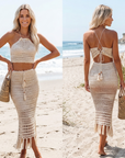 Women's Halterneck Vest & Maxi Skirt Two-Piece Set