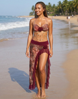 Bead Chain Halter Neck Long Dress – Women's Elegant Two-Piece Set