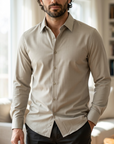 Men's Business Long Sleeve Solid Shirt — Wrinkle-Free Modal Blend