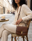 Women's Small Square Handbag – PU Leather Structured Bag with Metal Buckle, Crossbody & Shoulder Strap