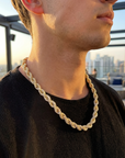 Men’s Hip-Hop Twist Chain Necklace – Geometric Diamond-Encrusted Chain with Thick Rope Design, Gold/Silver Finish & Bold Street Style