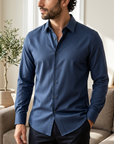 Men's Business Long Sleeve Solid Shirt — Wrinkle-Free Modal Blend
