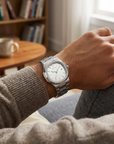 Men's Quartz Watch – Waterproof 3ATM Steel Strap with Luminous Dial, Calendar & 24-Hour Display